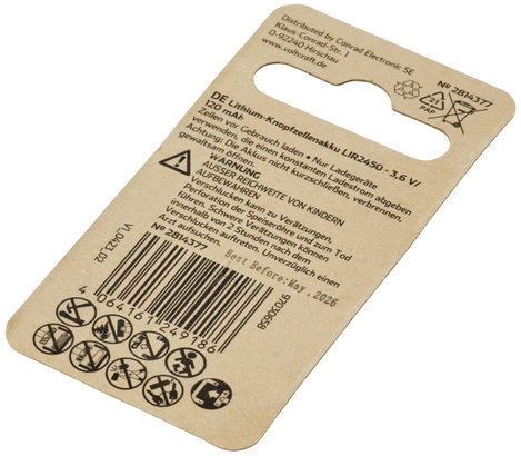 VOLTCRAFT LIR2450 Gombakku LIR 2450 Lítium 120 mAh 3.6 V 1 db 4. kép