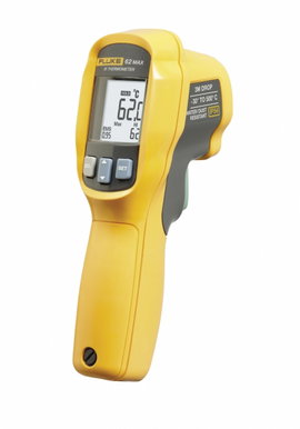 Infra hőmérő lézeres célzóval 10:1 -30 től +500 °C IP 54 por és vízálló, Fluke 62 Max 4130474