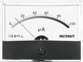Beépíthető analóg lengőtekercses árammérő műszer 100µA/DC Voltcraft AM-86x65