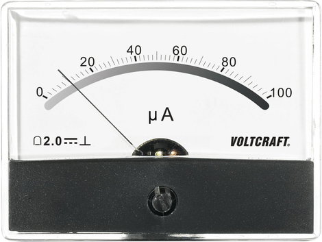 Beépíthető analóg lengőtekercses árammérő műszer 100µA/DC Voltcraft AM-86x65