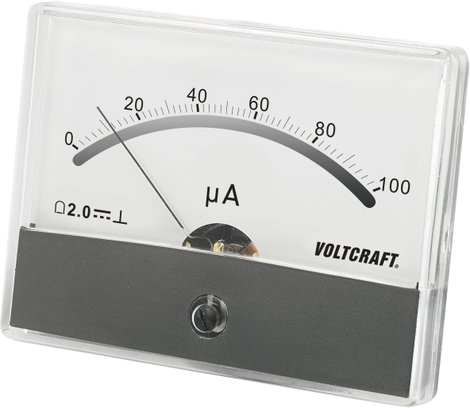 Beépíthető analóg lengőtekercses árammérő műszer 100µA/DC Voltcraft AM-86x65 2. kép