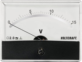 Beépíthető analóg lengőtekercses feszültségmérő műszer 15V/DC Voltcraft AM-86x65