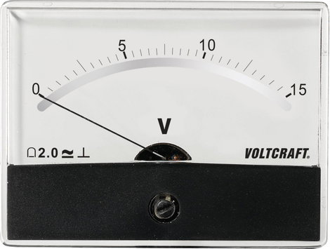 Beépíthető analóg lengőtekercses feszültségmérő műszer 15V/DC Voltcraft AM-86x65