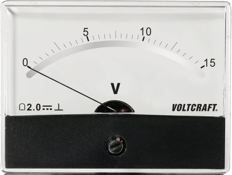 Beépíthető analóg lengőtekercses feszültségmérő műszer 15V/DC Voltcraft AM-86x65 2. kép