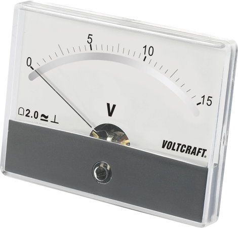 Beépíthető analóg lengőtekercses feszültségmérő műszer 15V/DC Voltcraft AM-86x65 3. kép