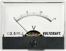 Beépíthető analóg lengőtekercses feszültségmérő műszer 15V/DC Voltcraft AM-60x46