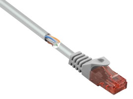 Renkforce RF-5047426 RJ45 Hálózati kábel, patchkábel CAT 6 U/UTP 0.15 m Szürke Védővel, Halogénmente