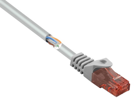 Renkforce RF-5047426 RJ45 Hálózati kábel, patchkábel CAT 6 U/UTP 0.15 m Szürke Védővel, Halogénmente