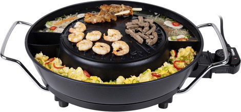 Tristar Korean Hot Pot Grill Fondü 1800 W Tapadásmentes bevonat, Visszajelző lámpa Fekete
