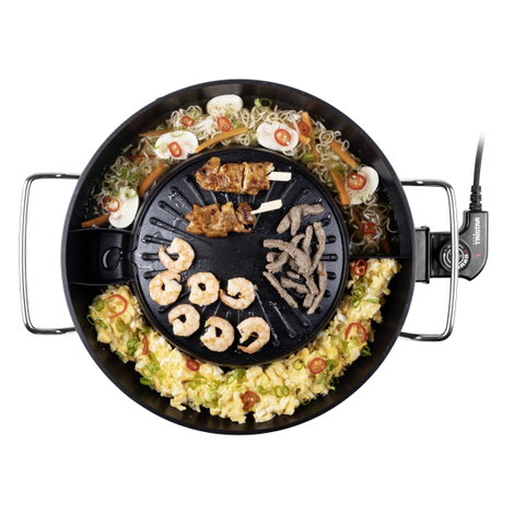 Tristar Korean Hot Pot Grill Fondü 1800 W Tapadásmentes bevonat, Visszajelző lámpa Fekete 4. kép