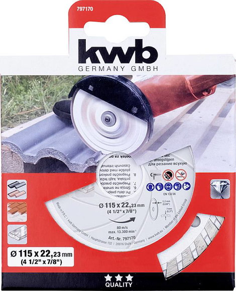 kwb 797170 Gyémánt bevonatú vágótárcsa Ø 115 mm Furat átmérő 22.23 mm Kő 1 db 2. kép