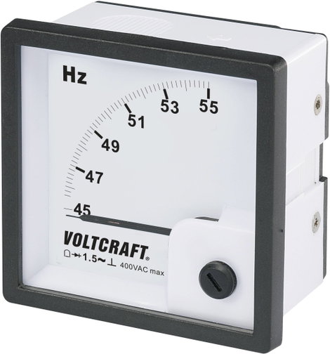 Analóg beépíthető lágyvasas táblaműszer, beépíthető frekvenciamérő műszer 50Hz Voltcraft AM 72x72 2. kép