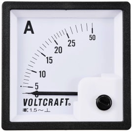 Analóg beépíthető lágyvasas táblaműszer, beépíthető árammérő műszer 25A Voltcraft AM 72x72