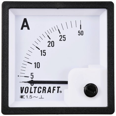 Analóg beépíthető lágyvasas táblaműszer, beépíthető árammérő műszer 25A Voltcraft AM 72x72