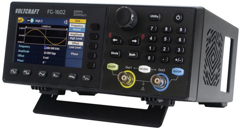 VOLTCRAFT FG-1602 Hálózatról működő függvénygenerátor 1 µHz - 60 MHz 2 csatornás Tetszőleges