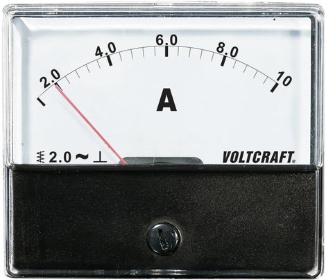 Analóg beépíthető lágyvasas táblaműszer, beépíthető árammérő műszer 10A Voltcraft AM 70x60