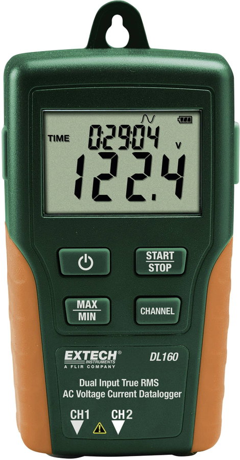Valódi effektívéték (TrueRMS) mérési adatgyűjtő, két csatornás 600 V/AC, 200 A/AC Extech DL160