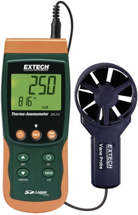 Szárnykerekes szélsebességmérő, légsebességmérő, anemométer beépített léghőmérővel Extech SDL310