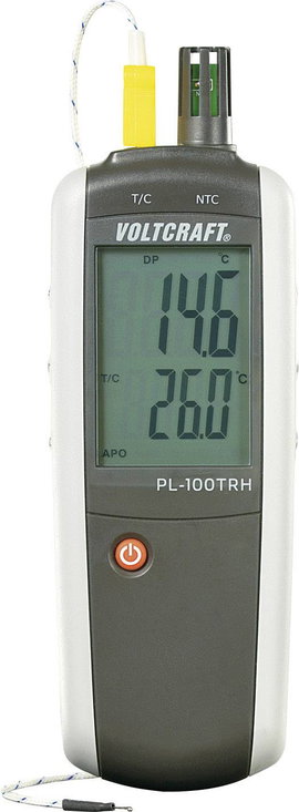 Levegő hőmérséklet és páratartalom mérő, folyadékhőmérő, K hőelemmel Voltcraft PL-100TRH
