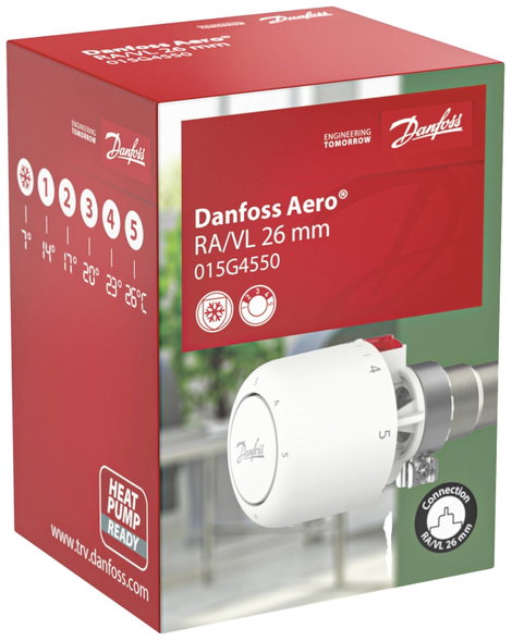 Danfoss 015G4550 Aero RA/VL, 26mm Termosztátfej Mechanikus 7 - 28 °C 7. kép