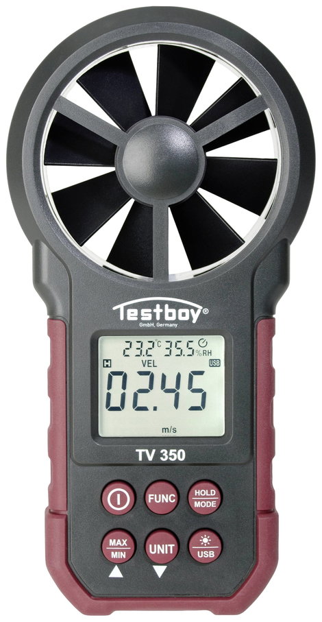 Testboy TV 350 Anemométer 0.8 - 30 m/s