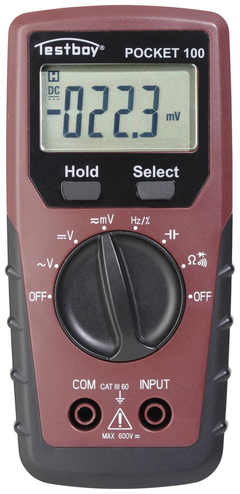 Testboy TB Pocket 100 Kézi multiméter digitális CAT III 600 V Kijelző (digitek): 4000
