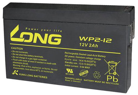 Long WP2-12 Ólomakku 12 V 2 Ah Ólom-vlies (AGM) (Sz x Ma x Mé) 150 x 90 x 20 mm 4,8 mm-es laposérint