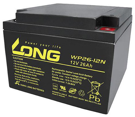 Long WP26-12N-M Ólomakku 12 V 26 Ah Ólom-vlies (AGM) (Sz x Ma x Mé) 166 x 125 x 175 mm M5 csavaros c