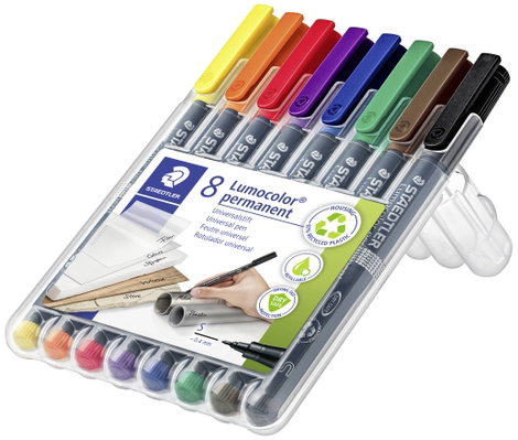 Staedtler Alkoholos filc Kék, Barna, Sárga, Zöld, Narancs, Piros, Fekete, Viola 313 WP8 2. kép