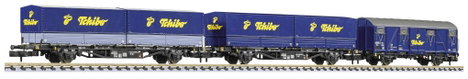 Liliput L260112 N 3 áruszállító kocsiból álló készlet A DB AG Tchibo vonata