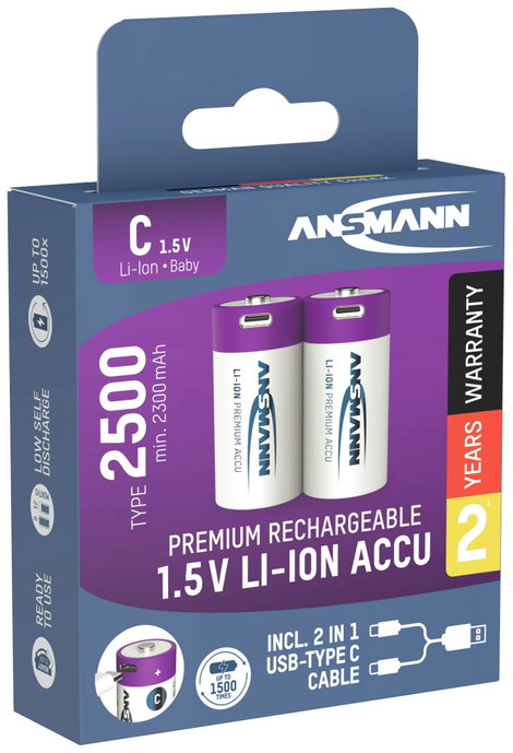 Babyakku Ansmann LR15 USB-C Lítiumion 1.5 V 2500 mAh 2 db 4. kép