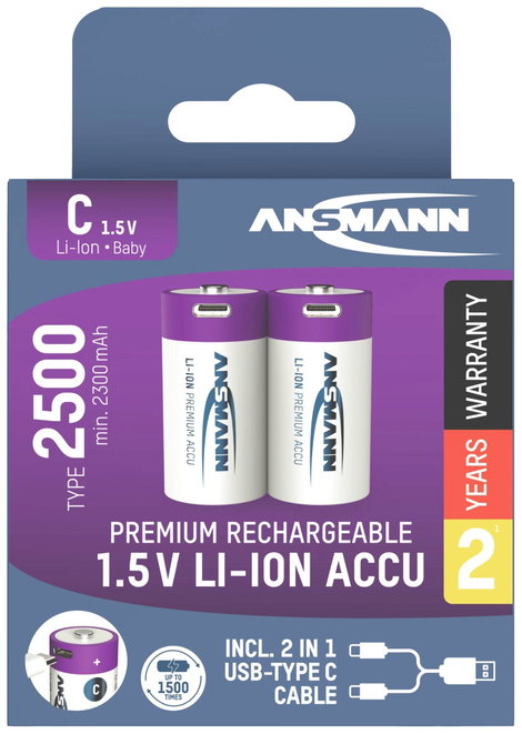 Babyakku Ansmann LR15 USB-C Lítiumion 1.5 V 2500 mAh 2 db 5. kép