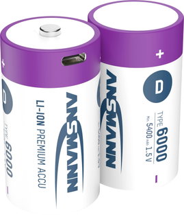 Ansmann LR20 USB-C Góliátakku Lítiumion 6000 mAh 1.5 V 2 db