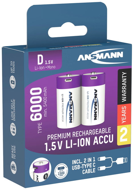 Ansmann LR20 USB-C Góliátakku Lítiumion 6000 mAh 1.5 V 2 db 4. kép