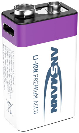 USB-C® akku Ansmann E-Block USB-C Lítiumion 9 V 400 mAh 1 db