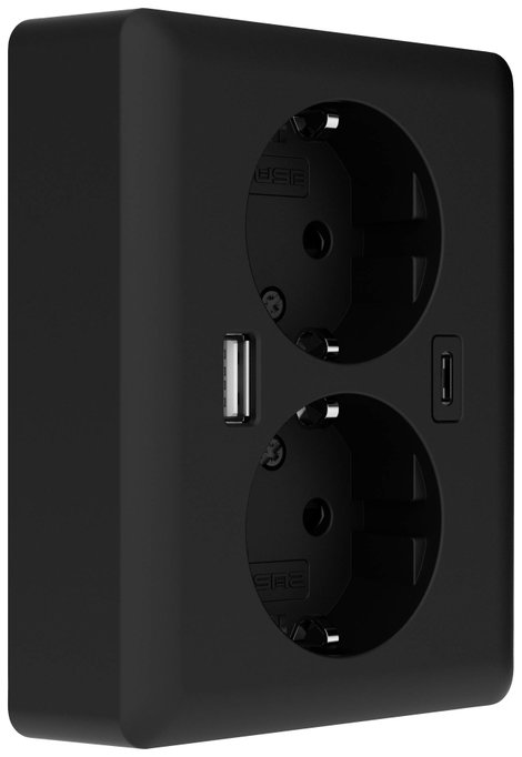 2USB 2U-449719 Süllyeszthető doboz USB-C®-vel, USB töltőkimenettel Fekete (matt) 2. kép