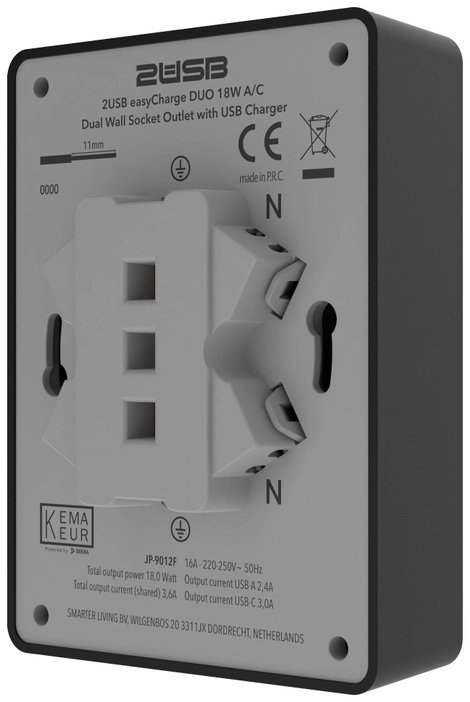 2USB 2U-449719 Süllyeszthető doboz USB-C®-vel, USB töltőkimenettel Fekete (matt) 3. kép