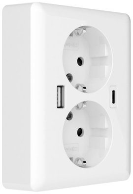 2USB 2U-449221 Süllyeszthető doboz USB-C®-vel, USB töltőkimenettel Fehér (fényes)