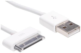 Akyga USB kábel USB-A dugó, Apple 30 pólusú dugó 1.00 m Fehér AK-USB-08
