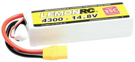 LemonRC Akkucsomag, LiPo 14.8 V 4300 mAh Cellaszám: 4 35 C Soft doboz XT90