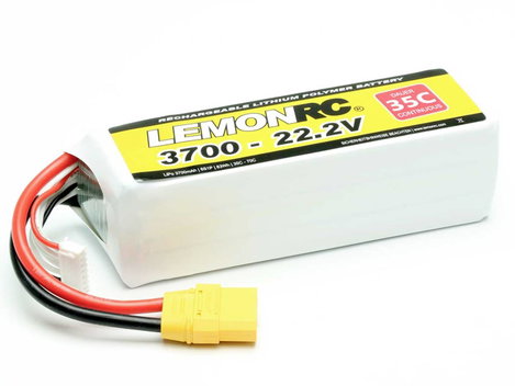 LemonRC Akkucsomag, LiPo 22.2 V 3700 mAh Cellaszám: 6 35 C Soft doboz XT90