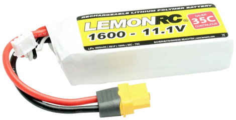 LemonRC Akkucsomag, LiPo 11.1 V 1600 mAh Cellaszám: 3 35 C Soft doboz XT60
