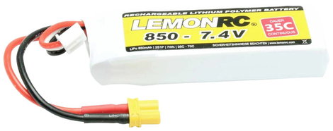 LemonRC Akkucsomag, LiPo 7.4 V 850 mAh Cellaszám: 2 35 C Soft doboz XT30