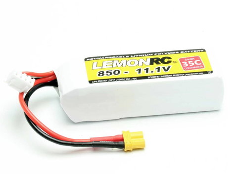 LemonRC Akkucsomag, LiPo 11.1 V 850 mAh Cellaszám: 3 35 C Soft doboz XT30