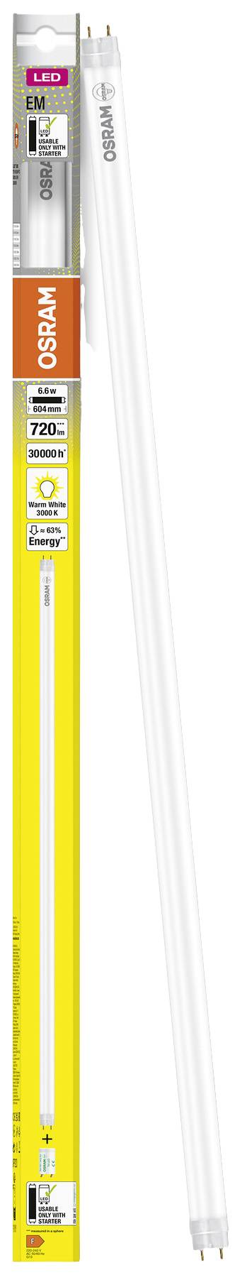 OSRAM LED EEK: F (A - G) G13 Cső forma 6.6 W = 18 W Melegfehér (Ø x Ma) 26.80 mm x 26.80 mm 1 db 4. kép