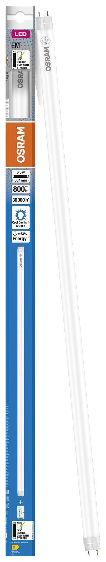 OSRAM LED EEK: E (A - G) G13 Cső forma 6.6 W = 18 W Hidegfehér (Ø x Ma) 26.80 mm x 26.80 mm 1 db 4. kép