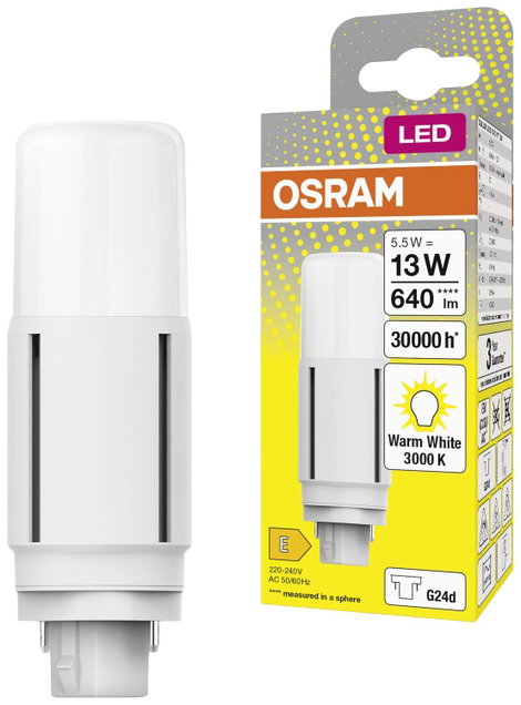 OSRAM 4058075824492 LED EEK E (A - G) G24-d 5.5 W = 13 W Melegfehér (Ø x Ma) 37.70 mm x 37.70 mm 1 d 3. kép