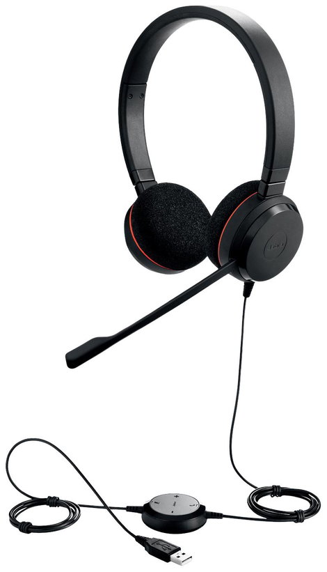 Jabra Evolve 20 Számítógép On Ear headset Vezetékes Stereo Fekete mikrofon zajelnyomás Headset, Hang