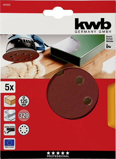 kwb 491932 Csiszolókorong Ø 125 mm 5 db 2. kép
