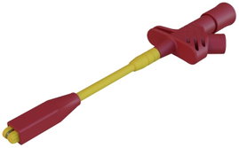 Szigetelt krokodilcsipesz, mérőcsipesz CAT II/1000V-ig 4mm-es banándugó aljzattal, piros SKS Hirschm